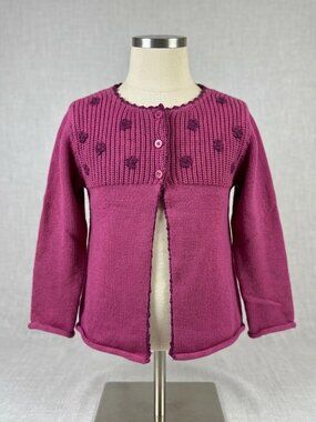 KRU Magenta Pink Floral Knit Cardigan Super Soft Sweater 4T